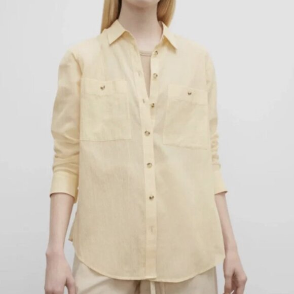 Club Monaco Linen Button Down Shirt in Banana Cream - 80% off MSRP!! - Picture 1 of 3